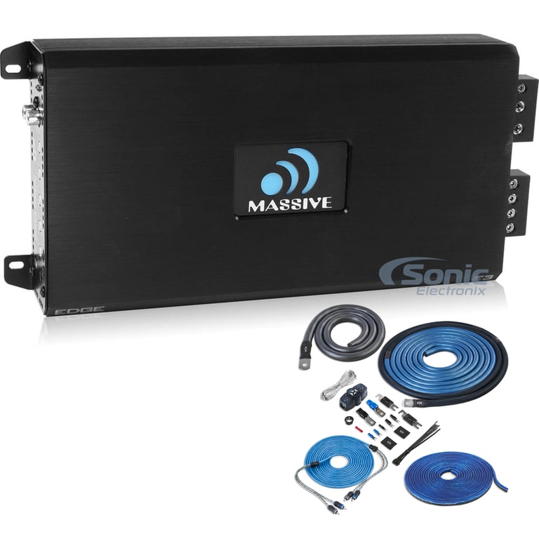 Massive Audio E3 Amplifier + Free Premium NVX 1/0 Gauge Amplifier Wiring Kit Image 1