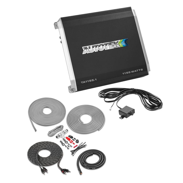 Autotek TA-1155.1 Amplifier with Belva 4 Gauge Amp Kit Image 1
