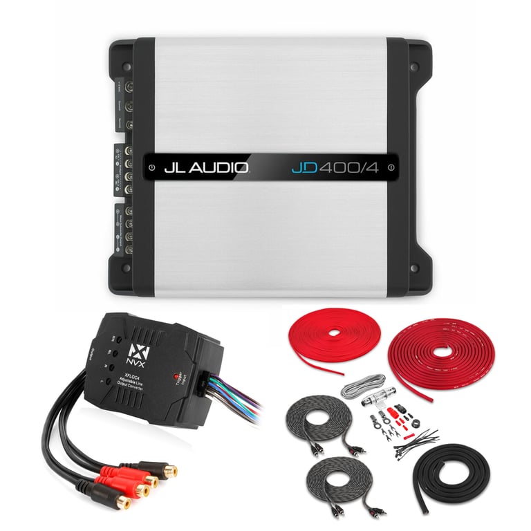 JL Audio JD400/4 + NVX XFLOC4 Line-Output-Converter + Amp Kit Image 1