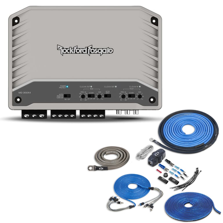 Rockford Fosgate M2-300X4 with Amplifier Wiring Kit Image 1