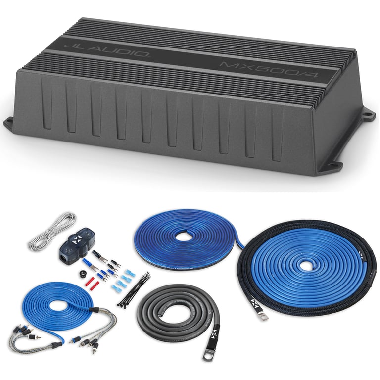 JL Audio MX500/4 with Amplifier Wiring Kit Image 1
