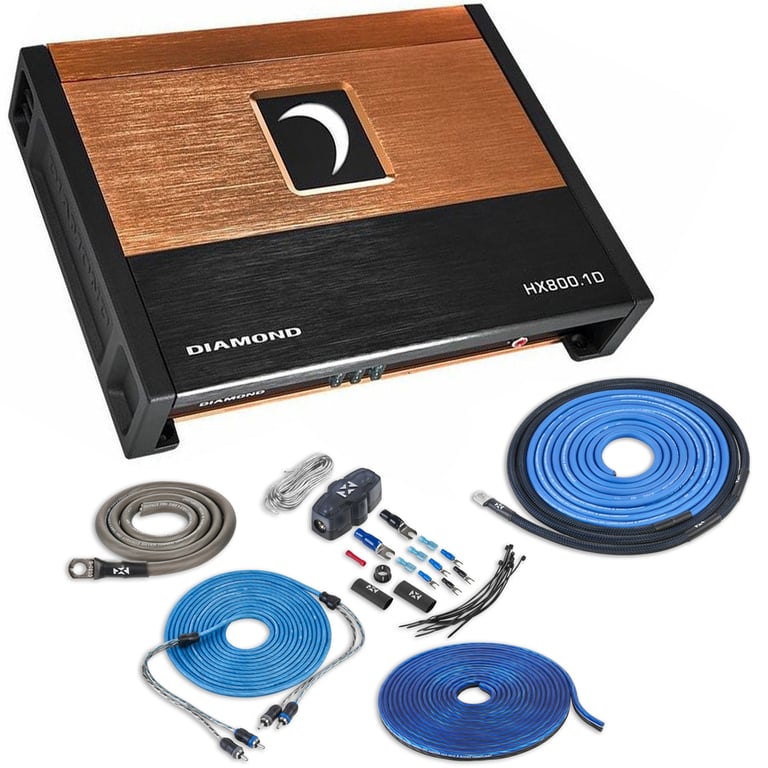 Diamond Audio HX800.1D with 4 Gauge Amplifier Wiring Kit Image 1