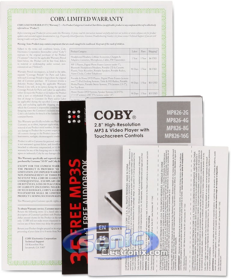 Coby MP826-8G 2.8" Touchscreen Video MP3 Player with FM Radio Image 11