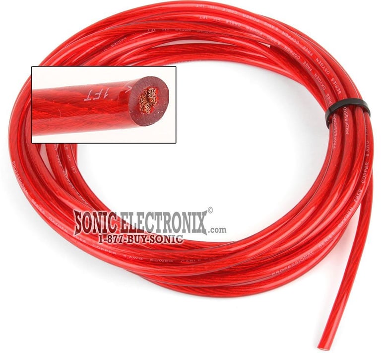 PRECUT 20 ft. - 8 Gauge RED Power / Ground Wire -- color: Red Image 1