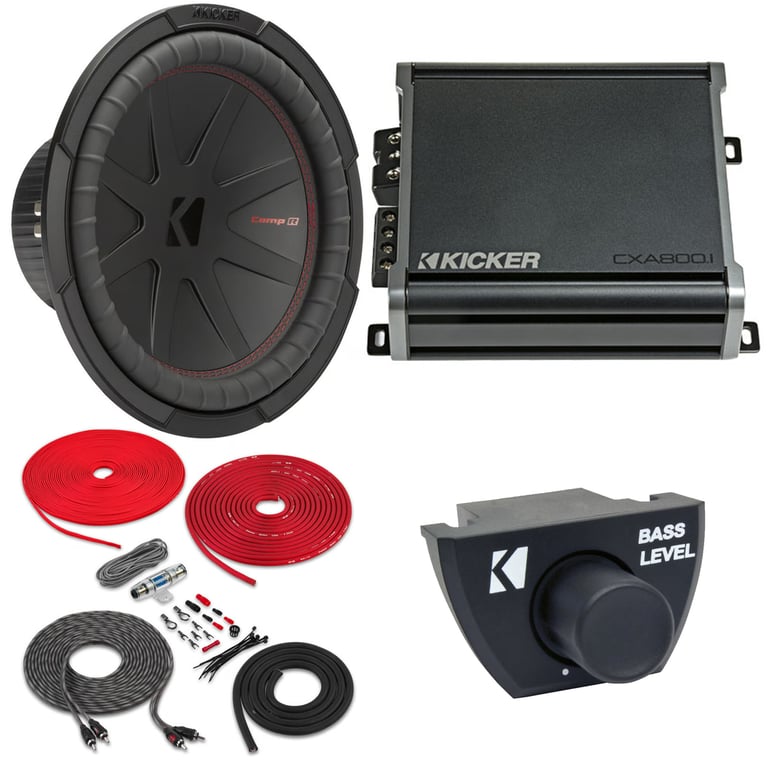 Kicker CWR122 (48CWR122) with Amp and Remote + Wiring Kit Image 1