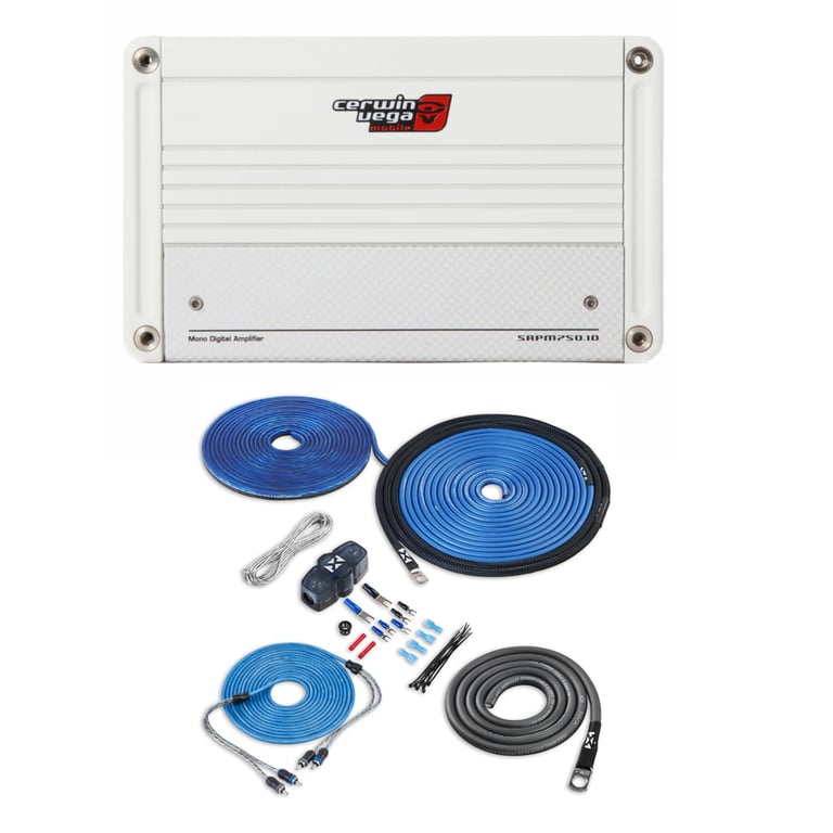 Cerwin Vega SRPM750.1DW with NVX 8 Gauge Amp Kit Image 1