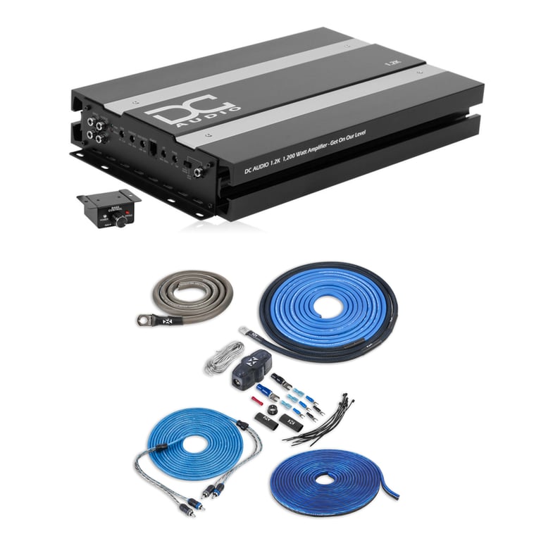 DC Audio 1.2k - 1200W Class D Monoblock Amplifier with NVX 4 Gauge Amp Kit Image 1