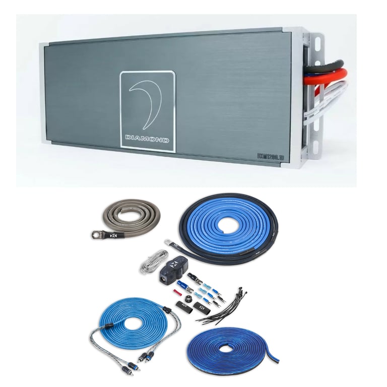Diamond Audio DXM1200.1D with NVX 4 Gauge Amp Kit Image 1