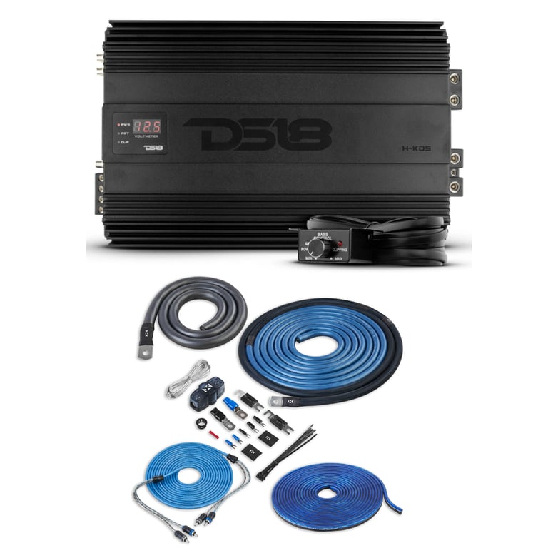 DS18 H-KO5 with NVX 1/0 Gauge Amp Kit Image 1