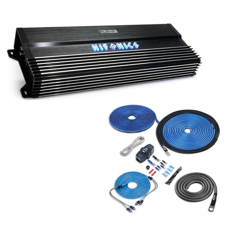 Hifonics A3000.1D with NVX 8 Gauge Amp Kit Image 1