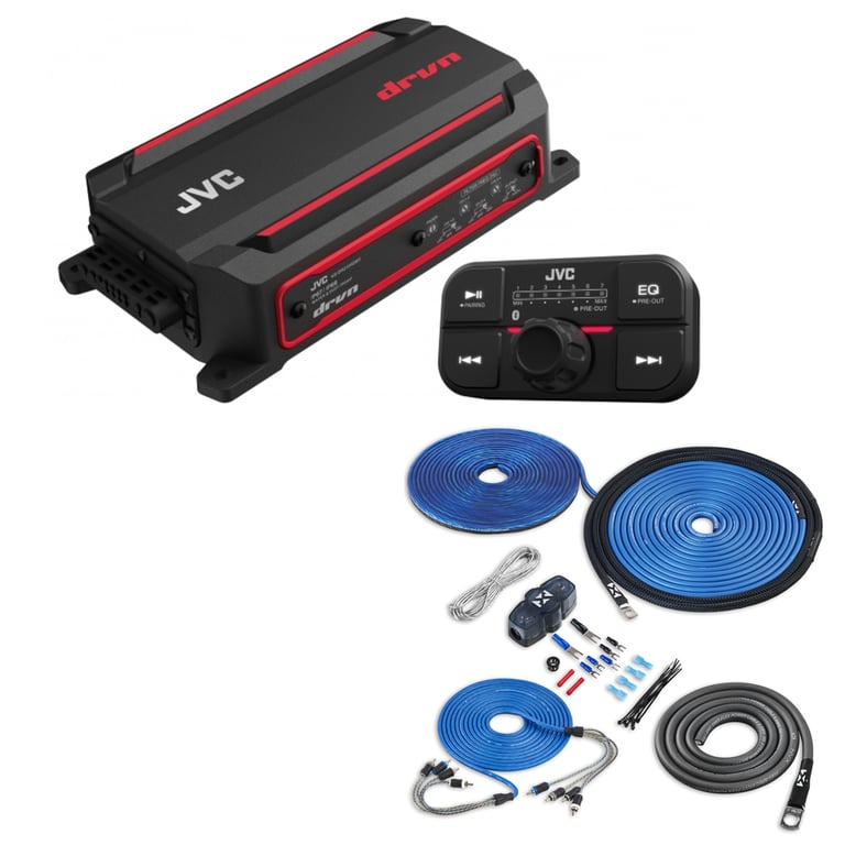 JVC KS-DR2104DBT with NVX 8 Gauge Amp Kit Image 1
