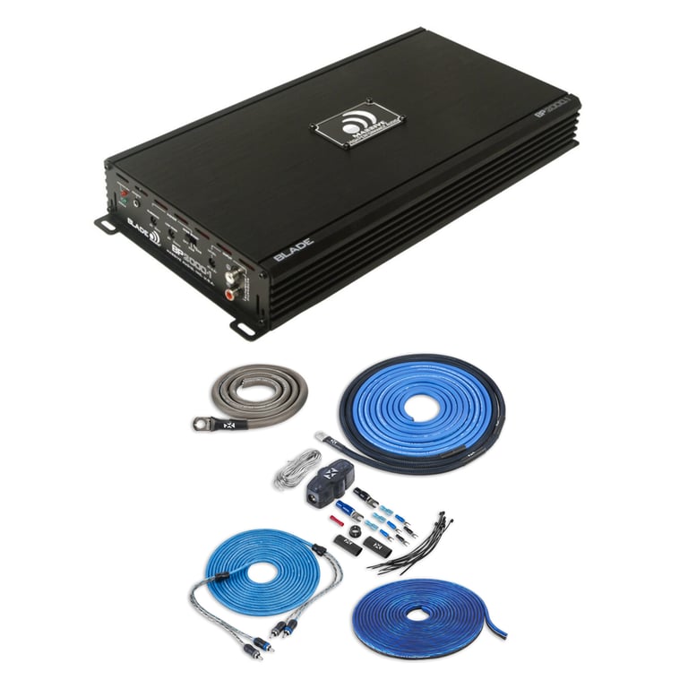 Massive Audio BP2000.1 v2 with NVX 4 Gauge Amp Kit Image 1