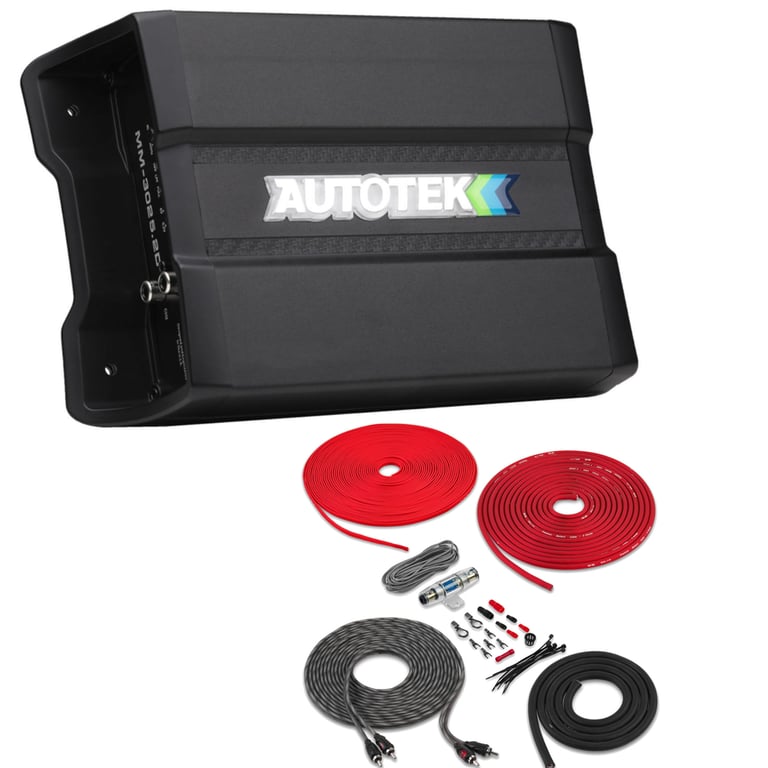 Autotek MM-3025.2D with Belva 4 Gauge Amp Kit Image 1