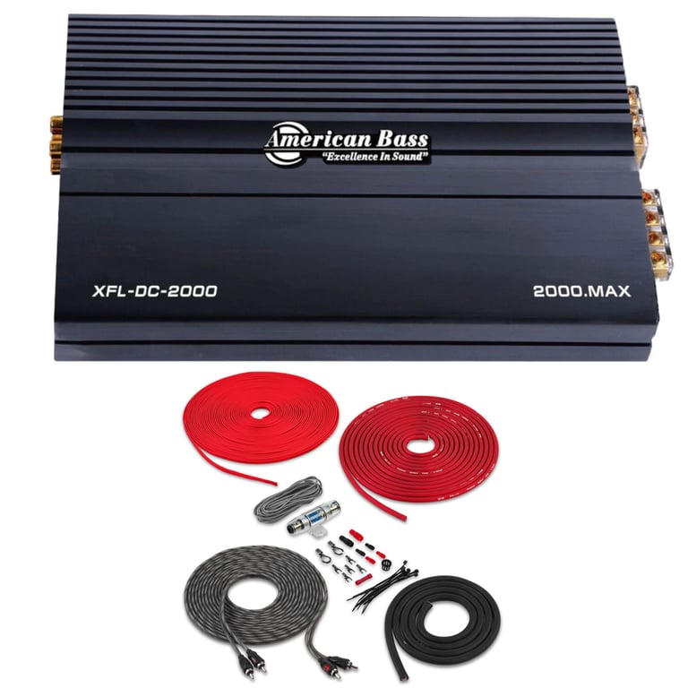American Bass XFL DC 2000 with Belva 4 Gauge Amp Kit Image 1