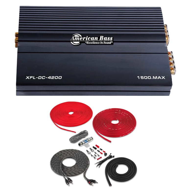 American Bass XFL DC 4200 with Belva 8 Gauge Amp Kit Image 1