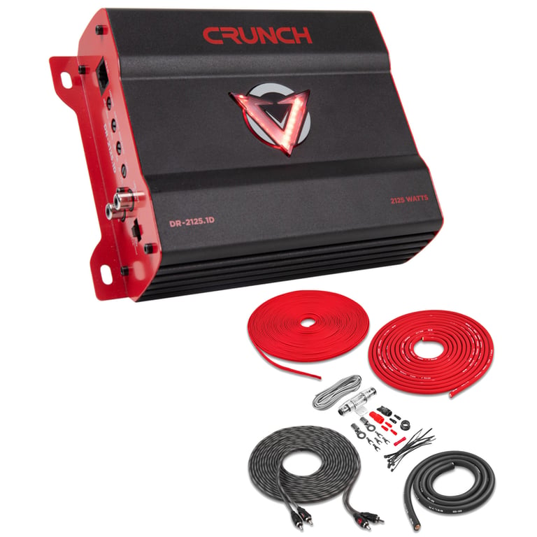 Crunch DR-2125.1D with Belva 4 Gauge Amp Kit Image 1
