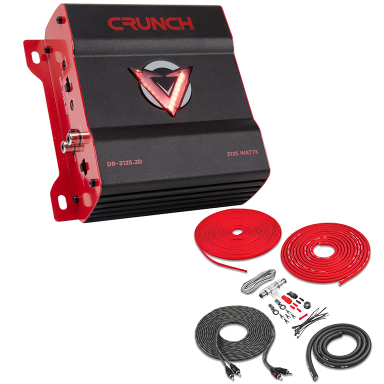Crunch DR-2125.2D with Belva 4 Gauge Amp Kit Image 1