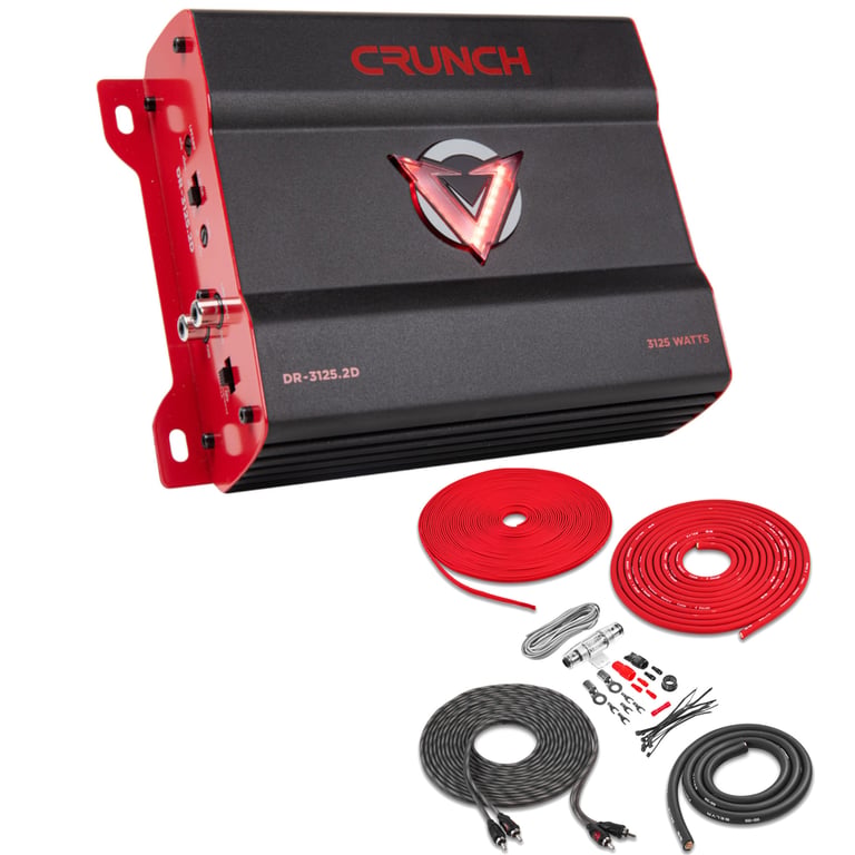 Crunch DR-3125.2D with Belva 4 Gauge Amp Kit Image 1