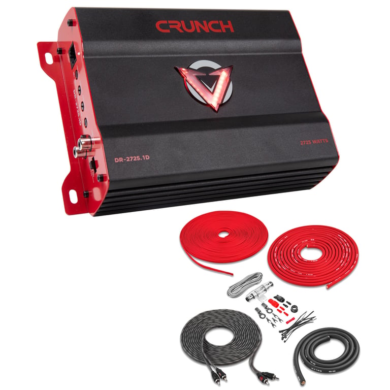 Crunch DR-2725.1D with Belva 4 Gauge Amp Kit Image 1