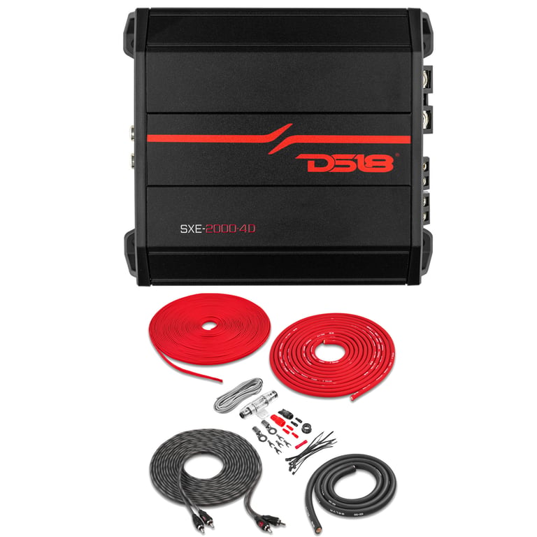 DS18 SXE-2000.4D/BK (Black) with Belva 4 Gauge Amp Kit Image 1