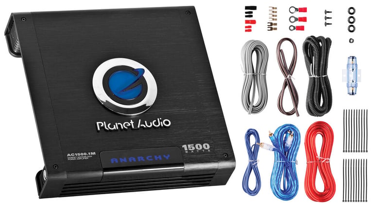 Planet Audio AC1500MK with Belva 8 Gauge Amp Kit Image 2