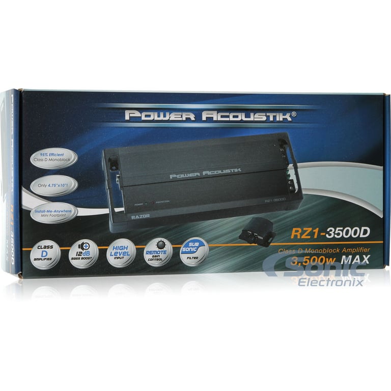 Power Acoustik RZ1-3500D with Belva 4 Gauge Amp Kit Image 11