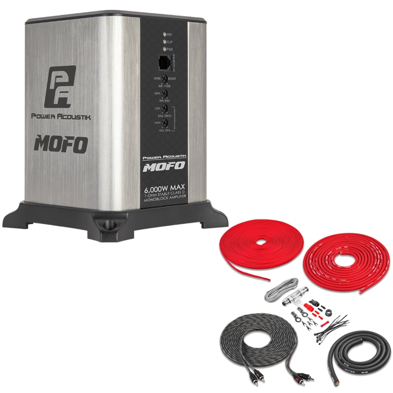 Power Acoustik MOFO1-6KD with Belva 4 Gauge Amp Kit Image 1