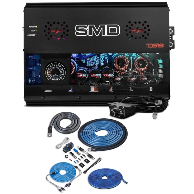 DS18 SMD-3000.1D with NVX 1/0 Gauge Amp Kit Image 1