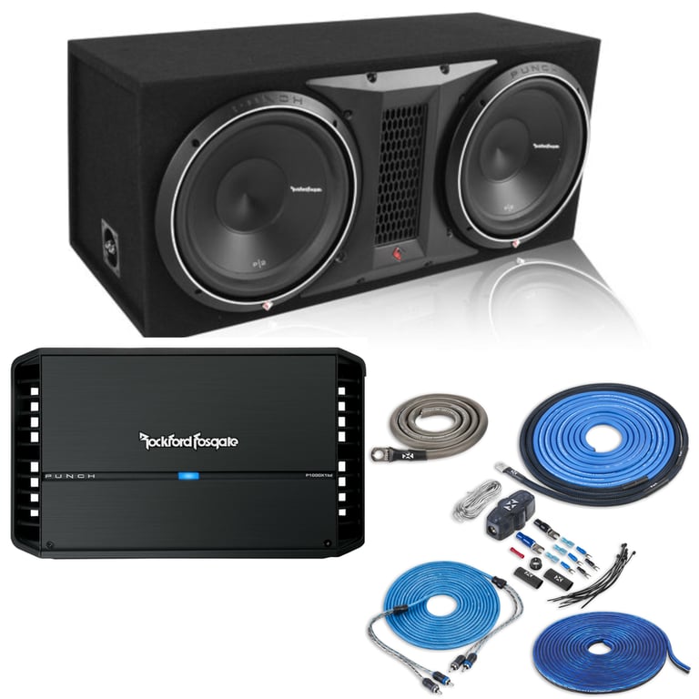 Rockford Fosgate Punch P2-2X12 with Amplifier and Amp Wiring Kit Image 1