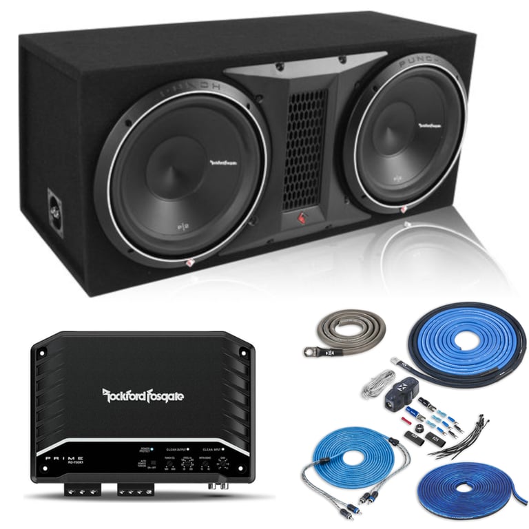 Rockford Fosgate Punch P2-2X12 with Amplifier and Amp Wiring Kit Image 1