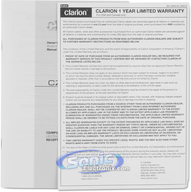 Clarion CZ101 Image 7