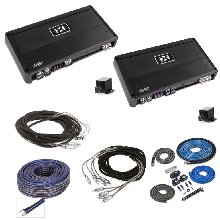 NVX 4-Channel & Mono Amp with Amp Kit + Cable & Speaker Wire Image 1