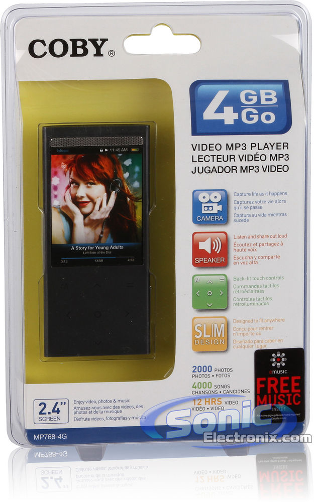 Coby MP768-4GBLK 4GB 2.4" Touchpad Video MP3 Player with Speaker and Camera - Black Image 9