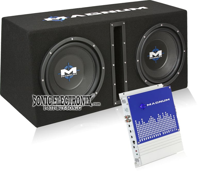MTX Magnum MB210SP 10" 400W RMS Dual Car Loaded Subwoofer Sub Woofer+Box+Amp Kit Image 2