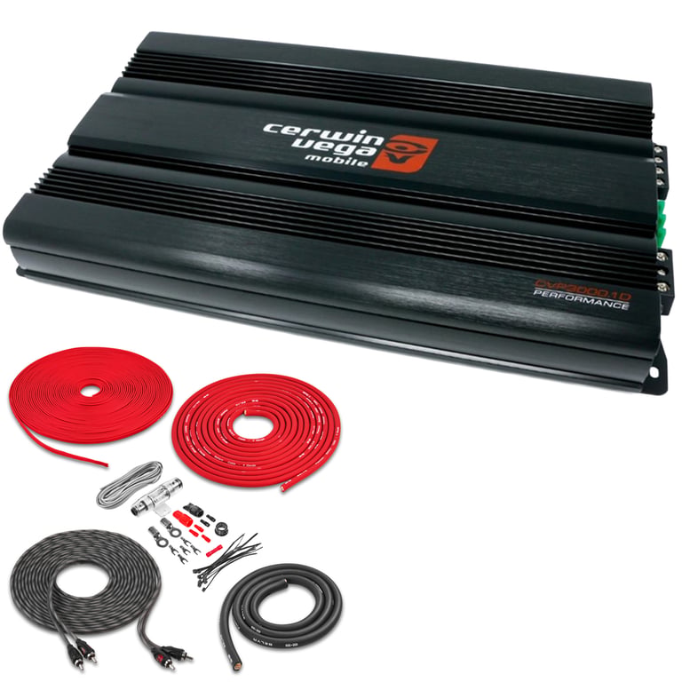 Cerwin Vega CVP3000.1D with Belva 4 Gauge Amp Kit Image 1