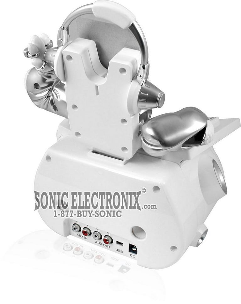 Funk-It (WHITE COLOR) DJ Turntable Style iPod Docking Station and Desktop Speakers Image 2