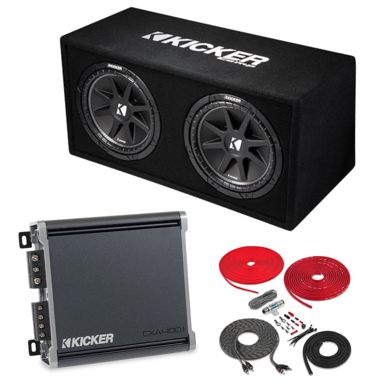 (2) KICKER 43DC122 12" Subwoofers + Kicker Monoblock Amplifier and Wiring Kit Image 1