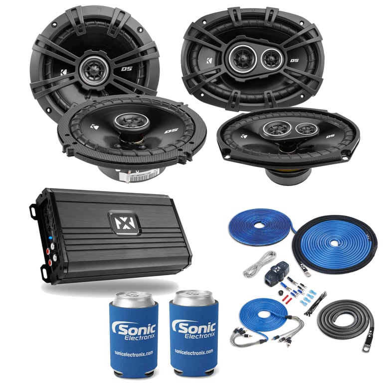 2 Pairs Kicker Speakers (DSC650, DSC6930) + NVX NDA6004 w/ Free Amp Install Kit Image 1