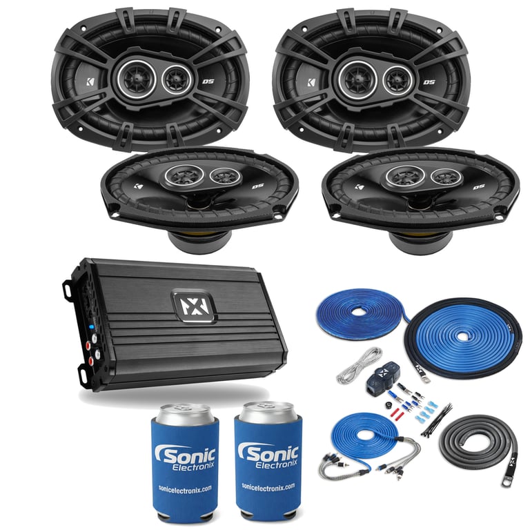 2 Pairs Kicker 6x9" Speakers (DSC6930) + NVX Amp w/ Free Amp Install Kit Image 1