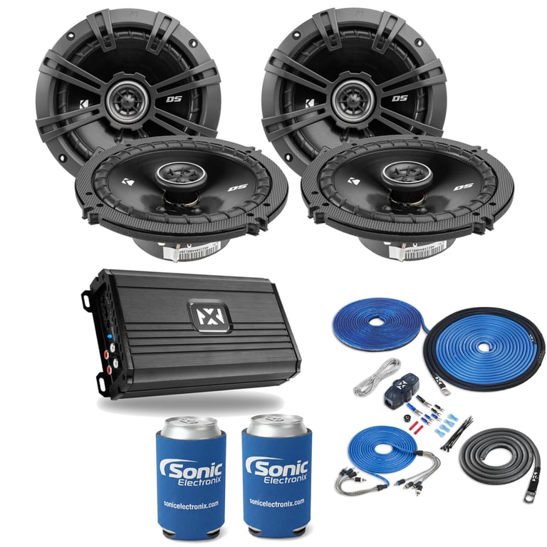 2 Pairs Kicker DSC650 Speakers + NVX NDA6004 Amp w/ Free Amp Install Kit Image 1
