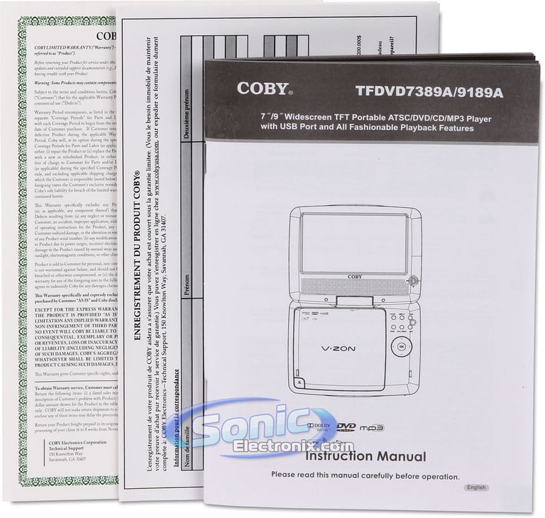Coby TFDVD7389A Portable TV/DVD Player Image 17