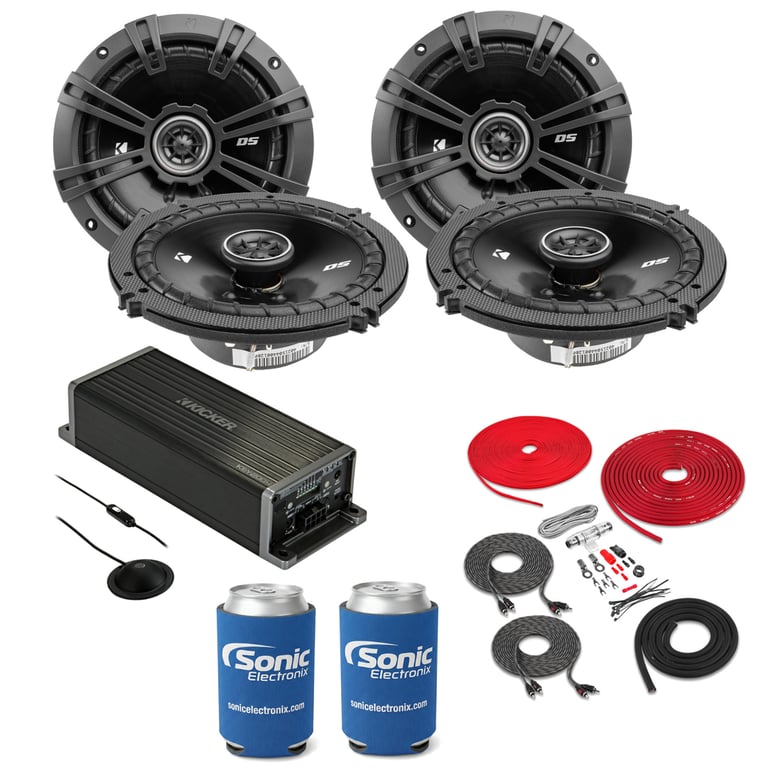 2 Pairs Kicker 6.5" Speakers (DSC650) + KEY200.4 Amp w/ Free Amp Install Kit Image 1