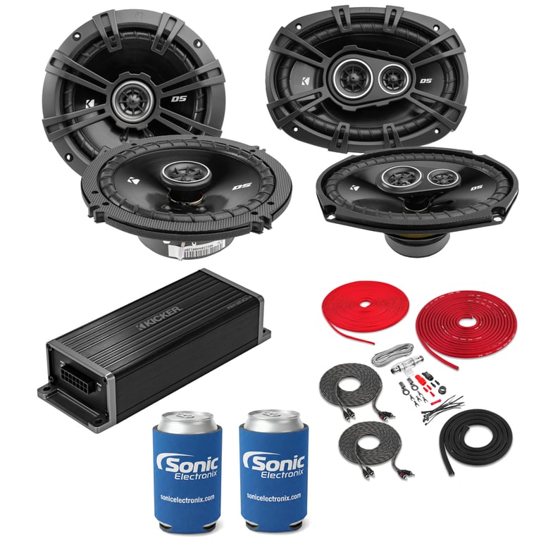 Kicker Speakers (DSC6504, DSC69304) + KEY200.4 Amp w/ Free Amp Install Kit Image 1