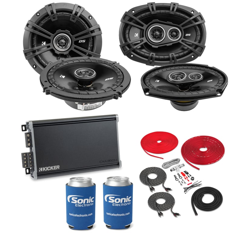 Kicker 6.5" and 6x9" Speaker Pairs + 4-Ch Amp w/ Free Amp Install Kit Image 1