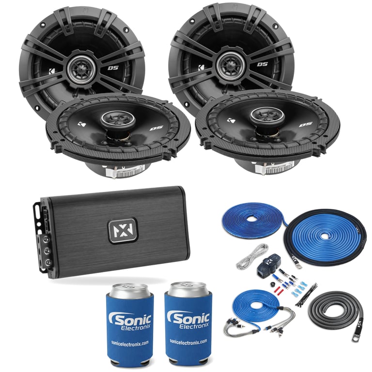 2 Pairs Kicker 6.5" Speakers (DSC650) + NVX VADM4 v2 w/ Free Amp Install Kit Image 1