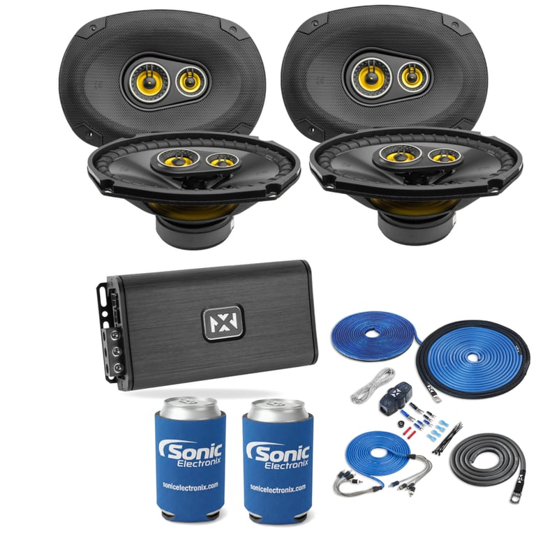 2 Pairs Kicker 6x9" Speakers (CSC693) + NVX VADM4 v2 w/ Free Amp Install Kit Image 1