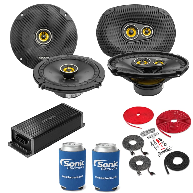 2 Pairs Kicker Speakers (CSC65, CSC693) + Amp (KEY200.4) w/ Free Amp Install Kit Image 1