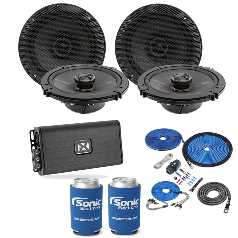 2 Pairs Kicker 6.5" Speakers (KSC65) + NVX VADM4 v2 w/ Free Amp Install Kit Image 1