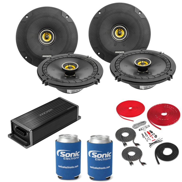 2 Pairs Kicker 6.5" Speakers (CSC65) + KEY200.4 w/ Free Amp Install Kit Image 1