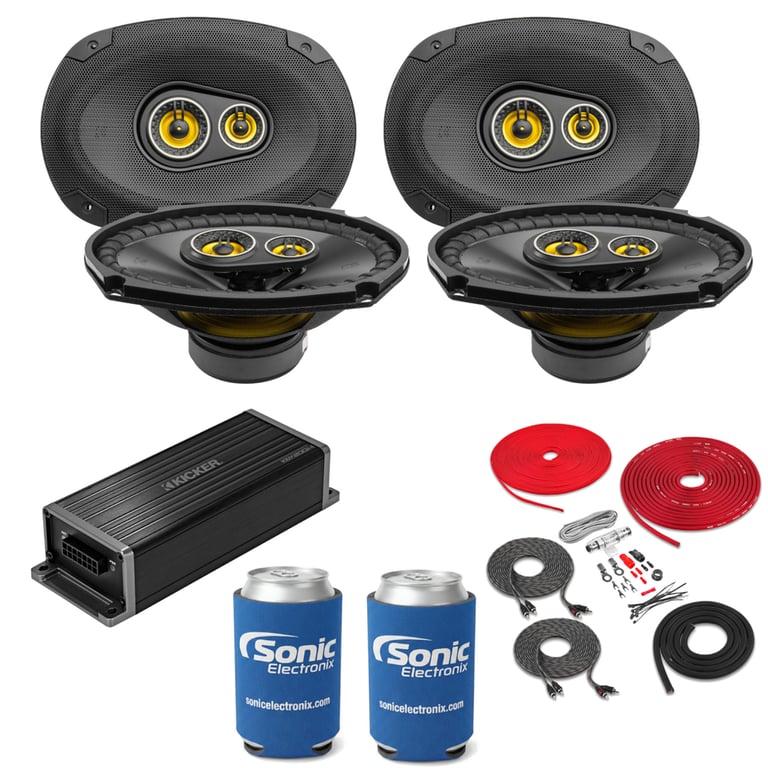 Kicker Pair 6x9" Speakers (CSC693) + KEY200.4 Amp w/ Free Amp Install Kit Image 1